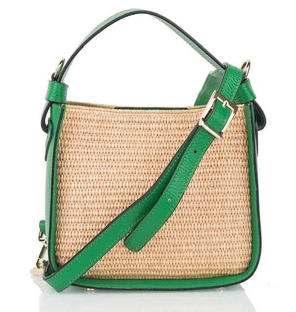Night Out -  Italian Leather Raffia Handbag