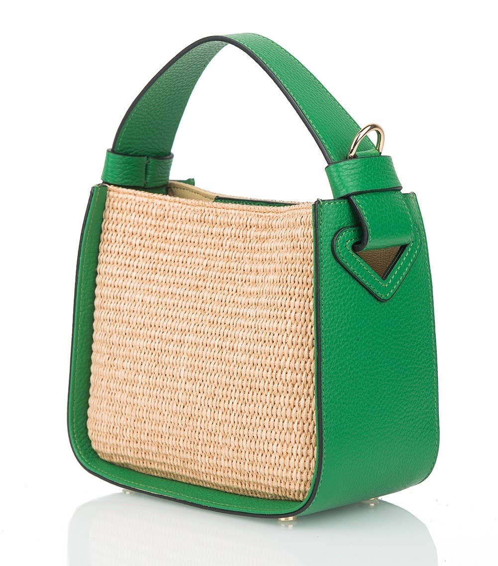 Night Out -  Italian Leather Raffia Handbag