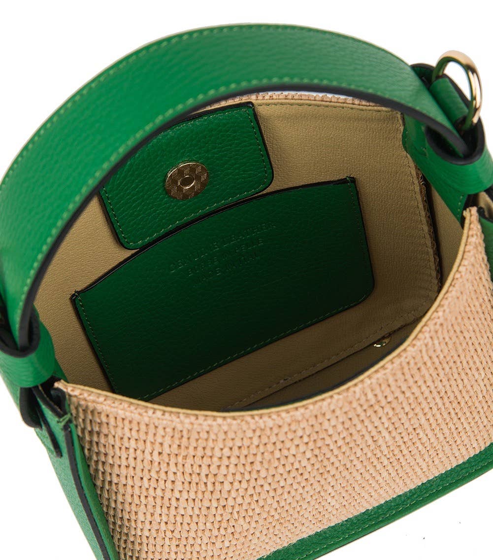 Night Out -  Italian Leather Raffia Handbag