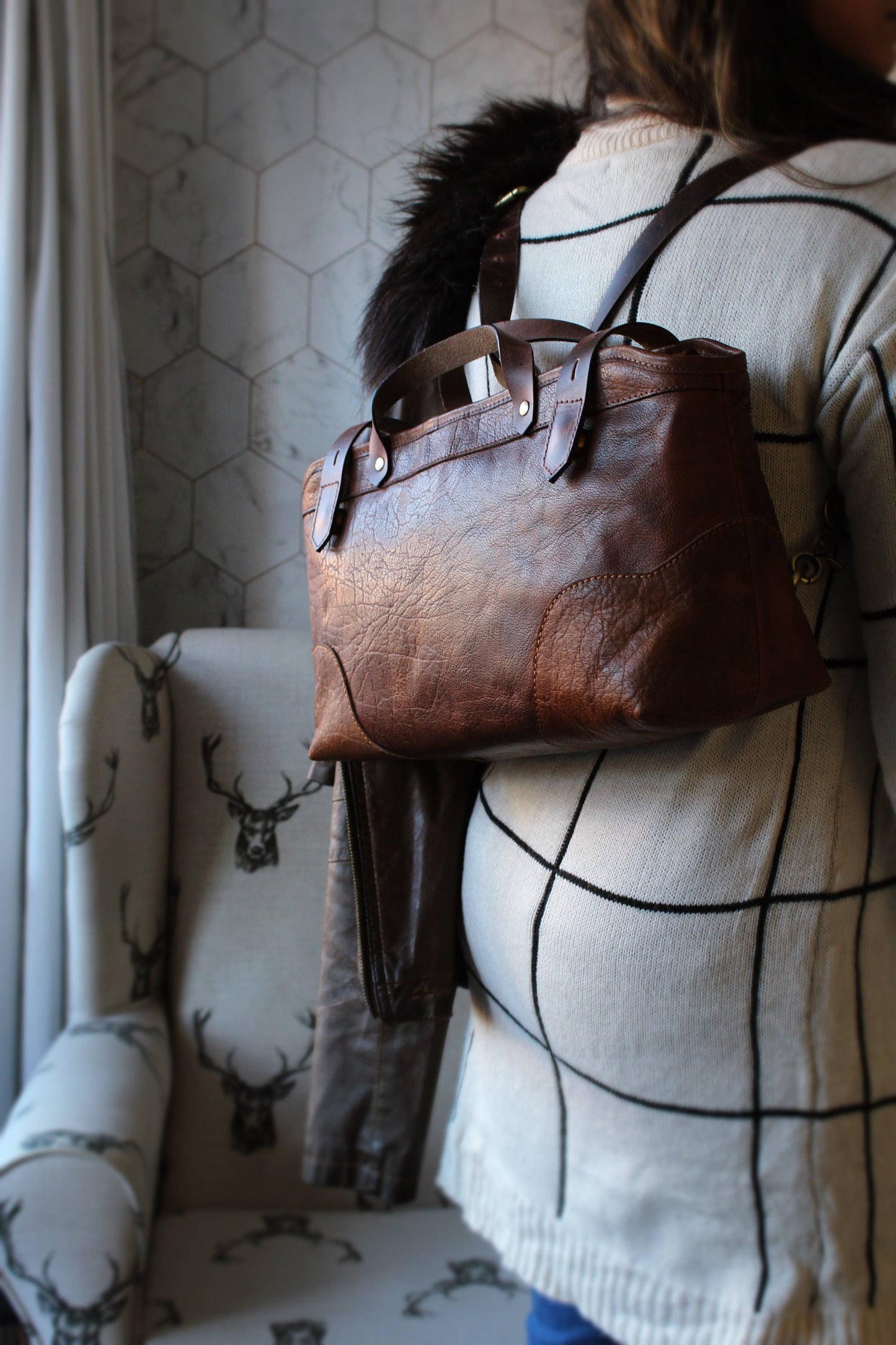 Agatha - Leather Handbag/Backpack all-in-one