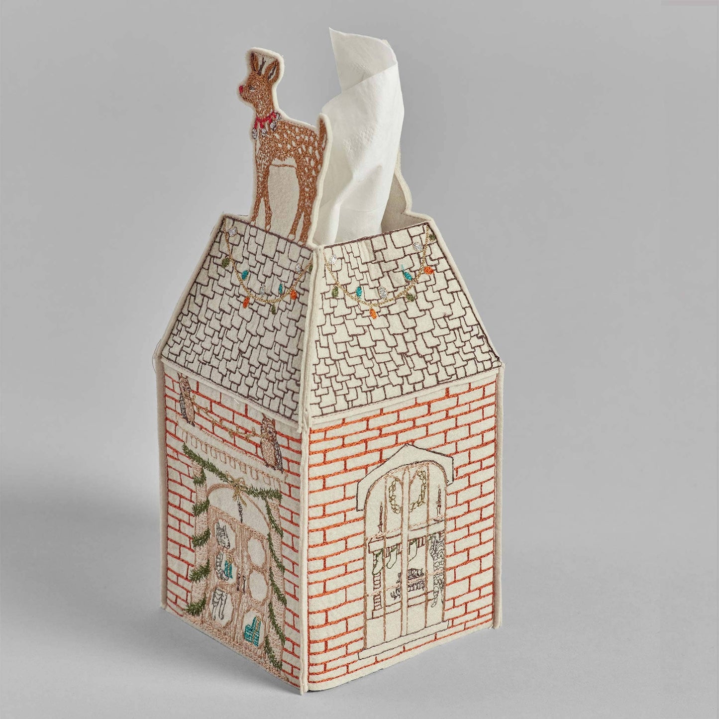 Home for the Holidays Tissue Box Cover - Embroidered