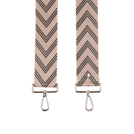 Bag Strap - Tan & Black Chevron