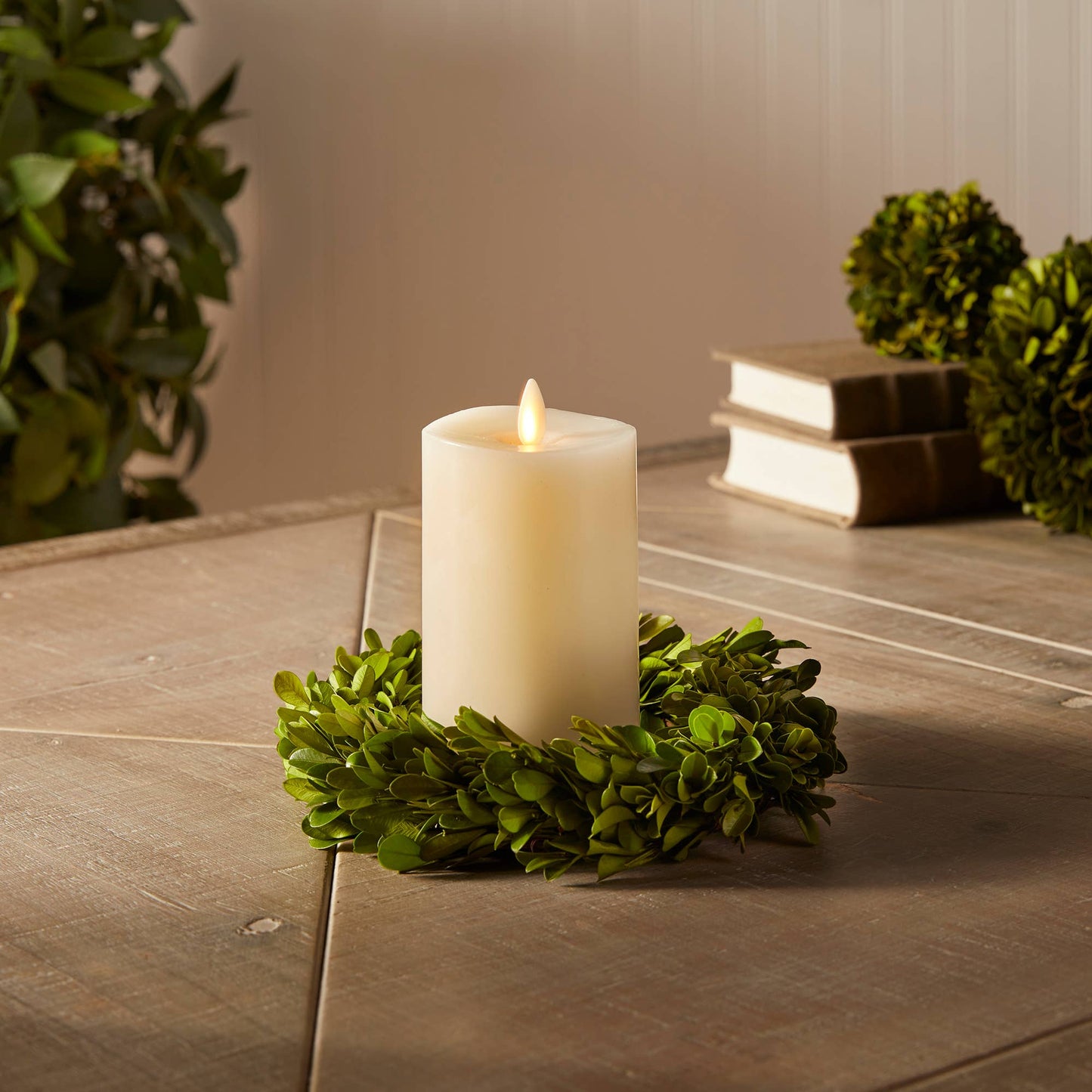 Boxwood Candle Wreath