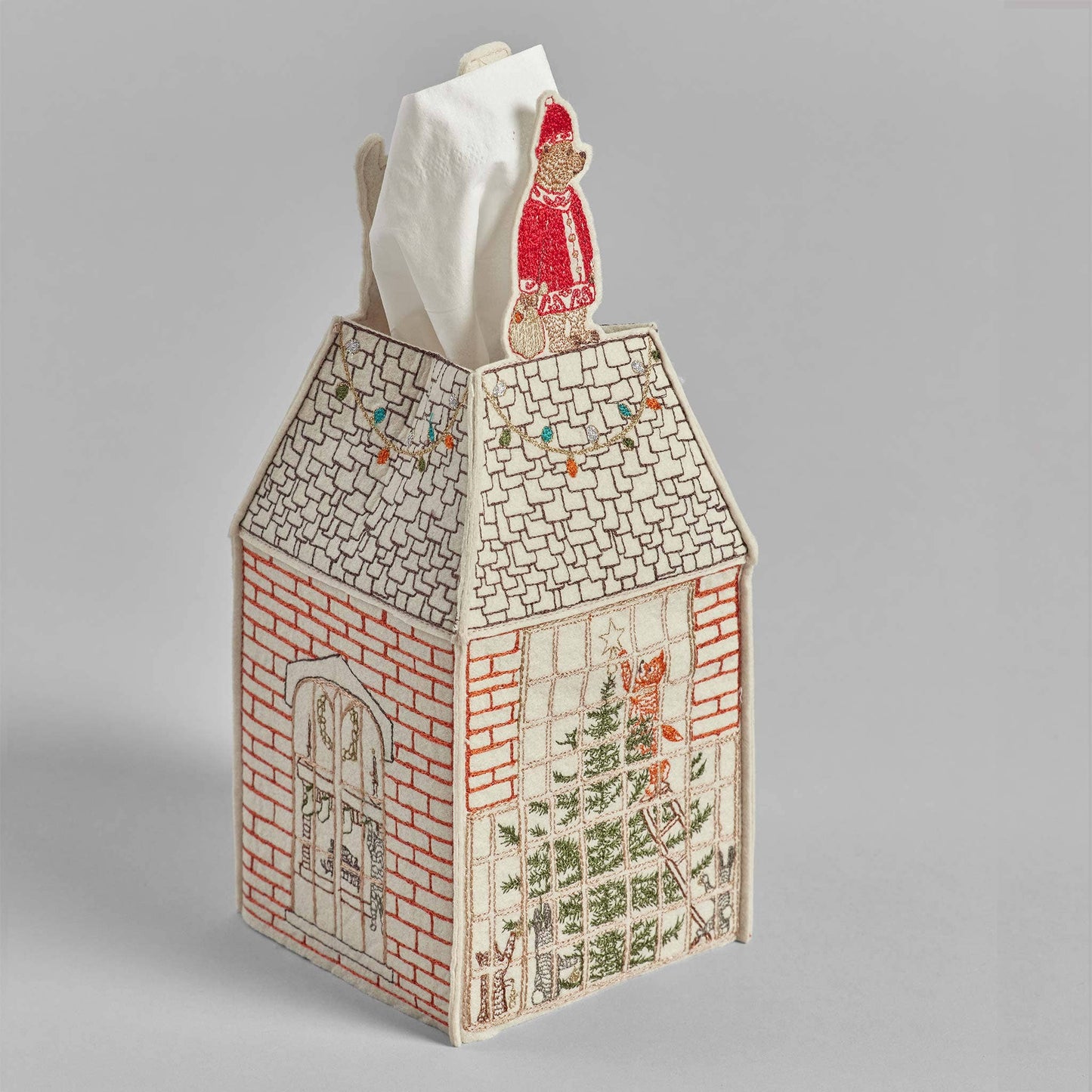 Home for the Holidays Tissue Box Cover - Embroidered