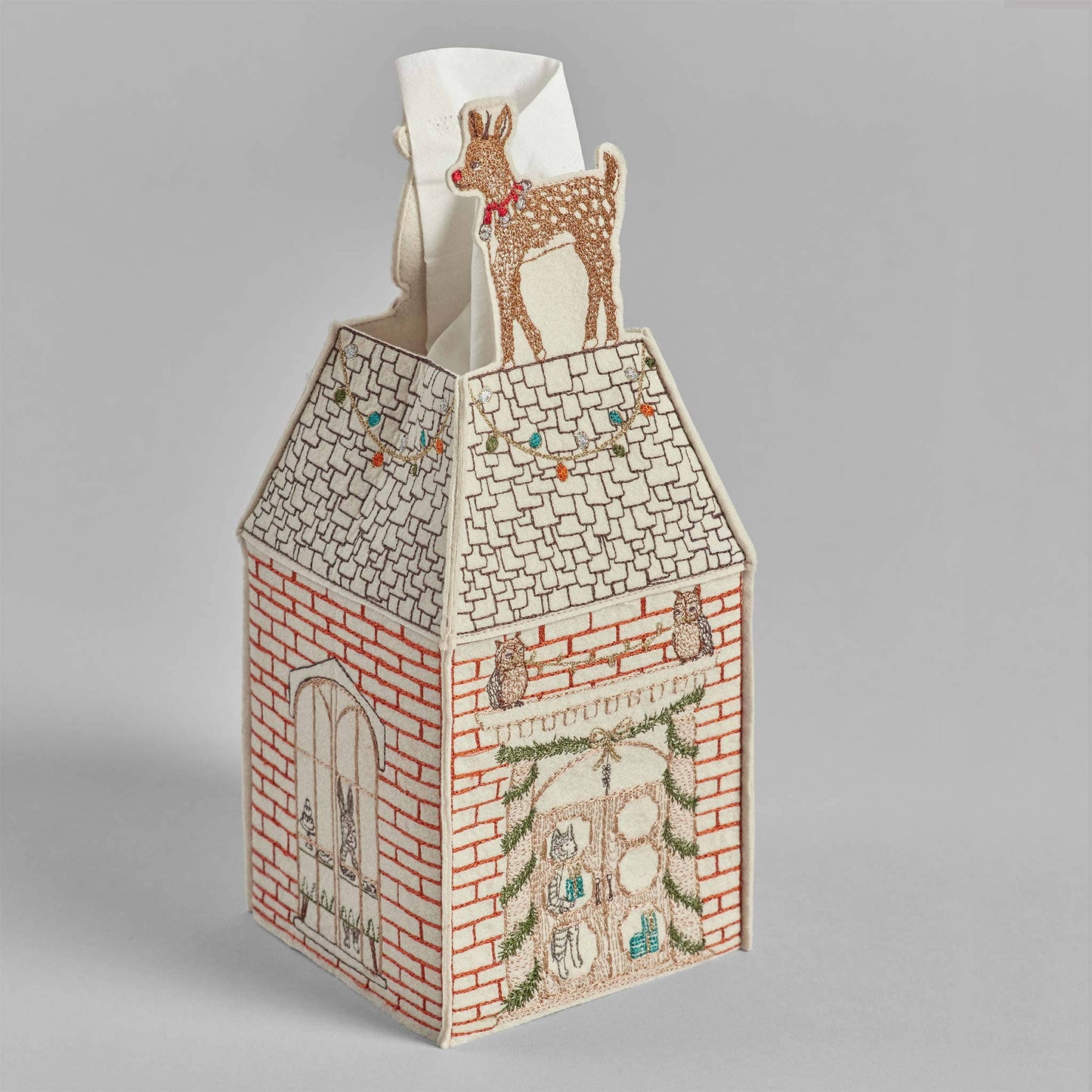 Home for the Holidays Tissue Box Cover - Embroidered