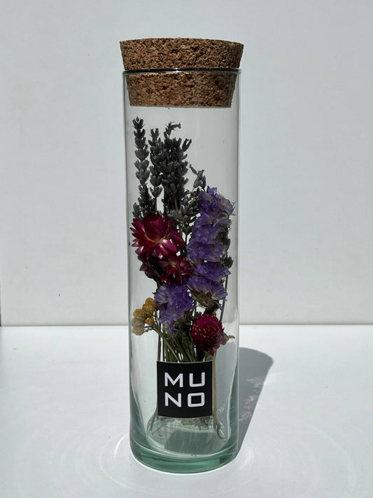 Tube Dried Flowers - 20 cm, Purple and Fuchsia