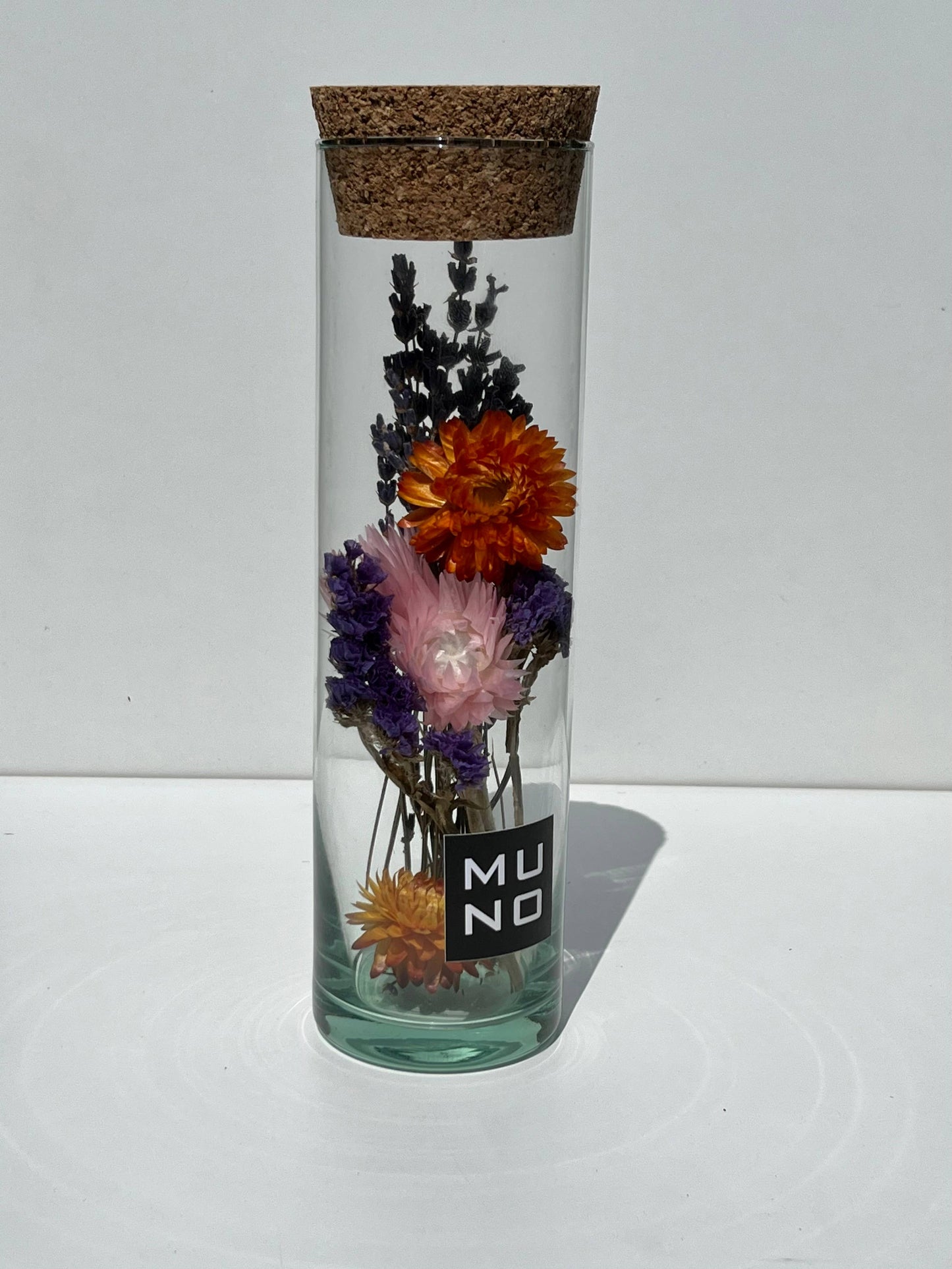 Tube Dried Flowers - 20 cm, Blue, Orange & Pink