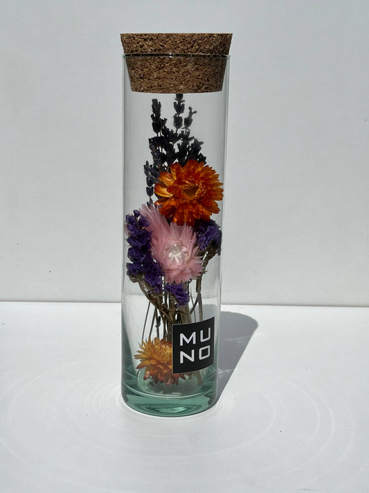 Tube Dried Flowers - 20 cm, Blue, Orange & Pink