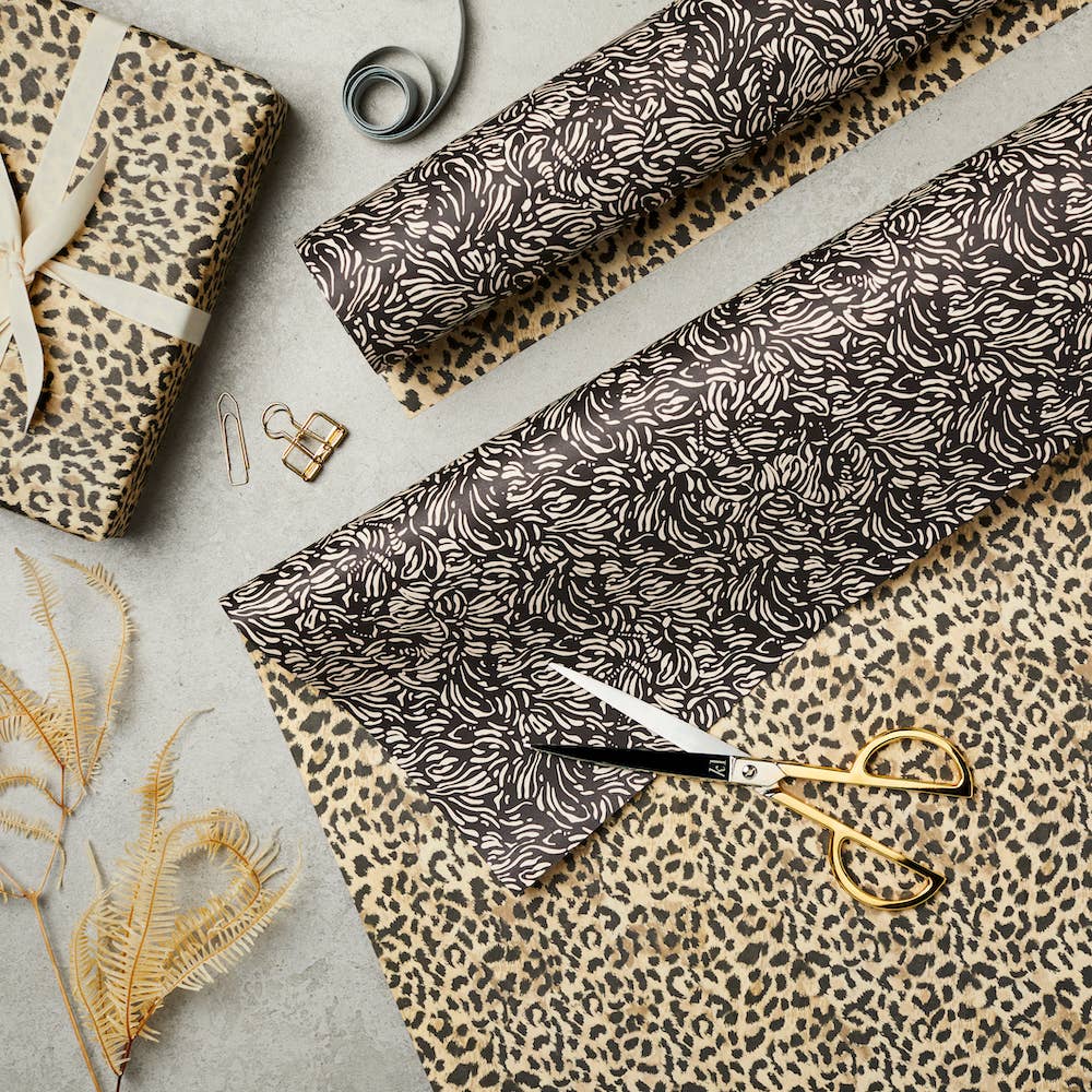 Hidden Zebra & Vintage Leopard Wrapping Paper
