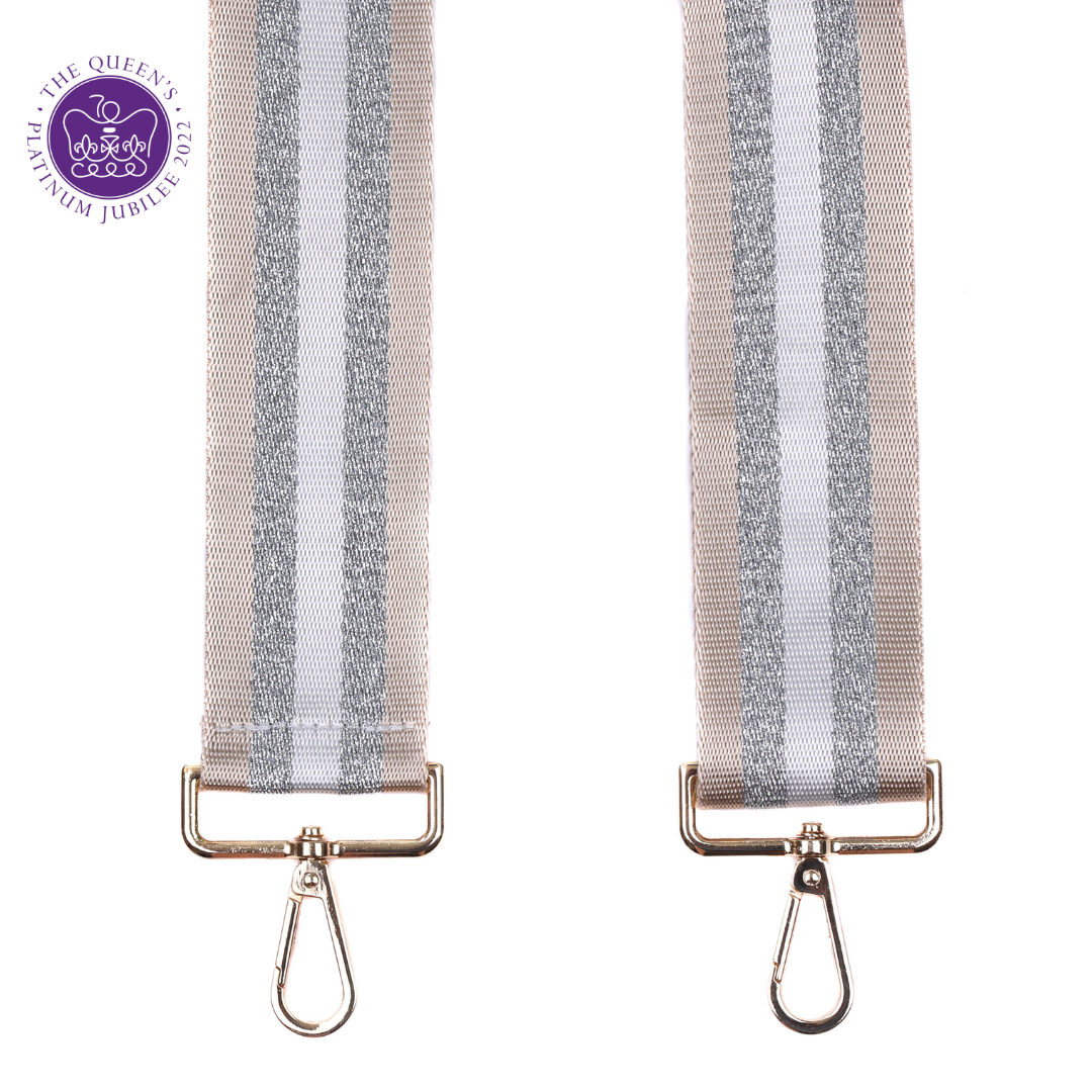 Bag Strap - Platinum & Silver Stripe