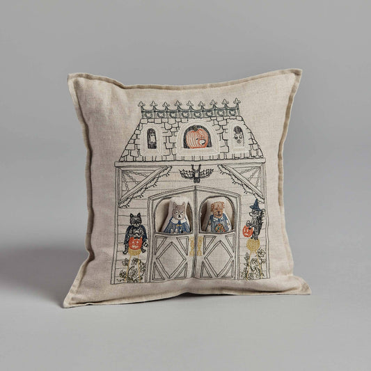 Spooky House Pocket Pillow - Embroidered